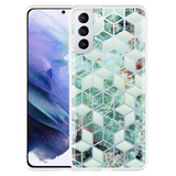 Hoesje geschikt voor Samsung Galaxy S21 Plus - Groen Hexagon Marmer