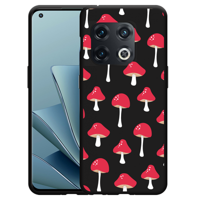 Cazy Hoesje Zwart geschikt voor OnePlus 10 Pro - Paddenstoelen