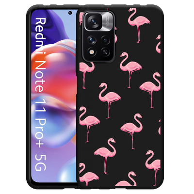 Cazy Hoesje Zwart geschikt voor Xiaomi Redmi Note 11 Pro+ - Flamingo