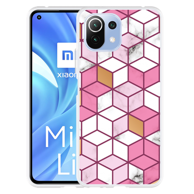 Cazy Hoesje geschikt voor Xiaomi Mi 11 Lite - Pink White Marble