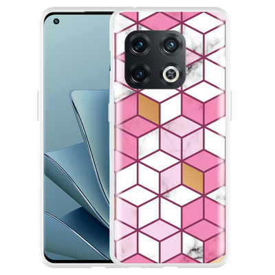 Cazy Hoesje geschikt voor OnePlus 10 Pro - Pink White Marble
