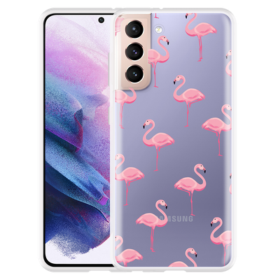 Cazy Hoesje geschikt voor Samsung Galaxy S21 - Flamingo