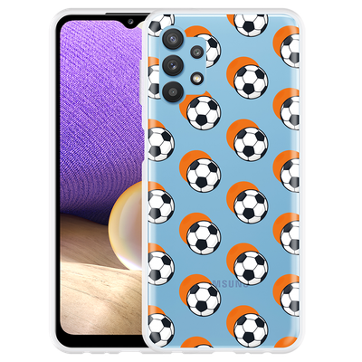 Cazy Hoesje geschikt voor Samsung Galaxy A32 5G - Soccer Ball Orange