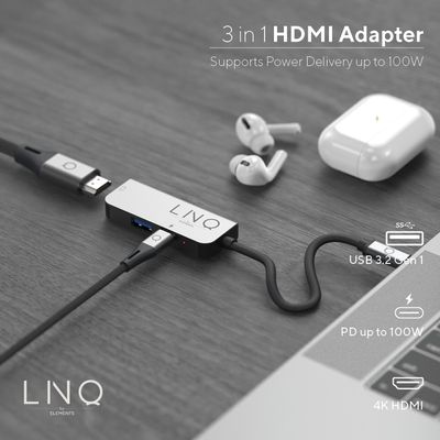 LINQ Connects 3-in-1 USB-C / HDMI Hub + 2M USB-C PD Kabel