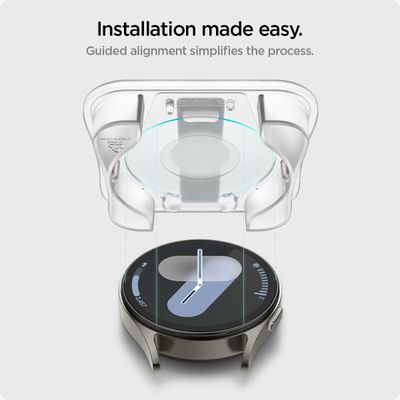 Spigen Screenprotector geschikt voor Samsung Galaxy Watch7 44mm - Tempered Glas met Montage 2 stuks - Transparant