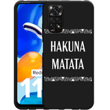 Hoesje Zwart geschikt voor Xiaomi Redmi Note 11/11S - Hakuna Matata white