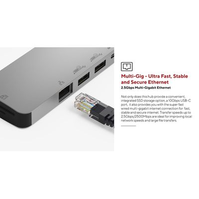 LINQ Connects 9-in-1 SSD Pro USB-C Multiport Hub - Grijs