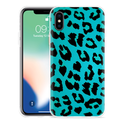 Cazy Hoesje geschikt voor iPhone Xs - Luipaard Groen Zwart