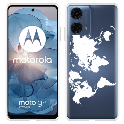 Cazy Hoesje geschikt voor Motorola Moto G04/G04s/G24/G24 Power World Map