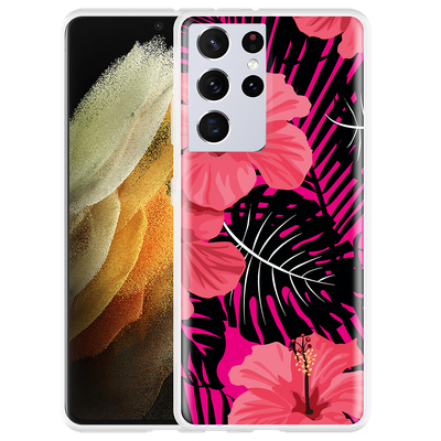 Cazy Hoesje geschikt voor Samsung Galaxy S21 Ultra - Tropical Flowers