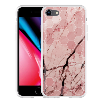 Cazy Hoesje geschikt voor iPhone 8 - Pink Marble