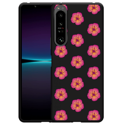 Cazy Hoesje Zwart geschikt voor Sony Xperia 1 IV - Hawaiiaanse Bloem II