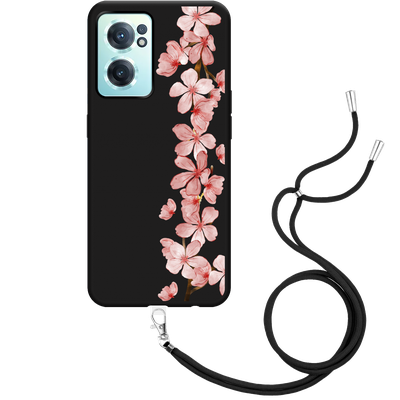 Cazy Hoesje met Koord Zwart geschikt voor OnePlus Nord CE2 - Flower Branch