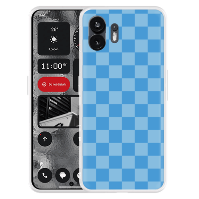 Cazy Hoesje geschikt voor Nothing Phone (2) Blauw Dambordpatroon