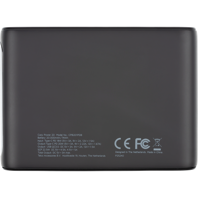 Cazy USB-C PD Powerbank 20.000mAh - Zwart