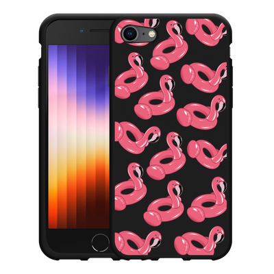 Cazy Hoesje Zwart geschikt voor iPhone 7/8 - Inflatable Flamingos