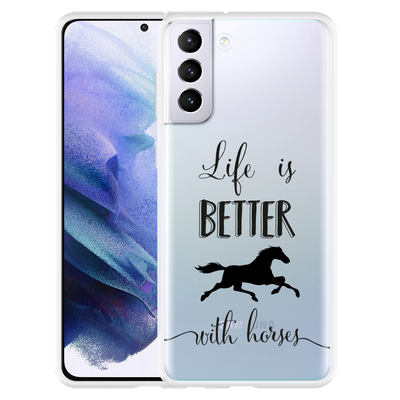 Cazy Hoesje geschikt voor Samsung Galaxy S21 Plus - Life is Better with Horses