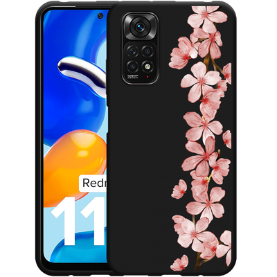 Cazy Hoesje Zwart geschikt voor Xiaomi Redmi Note 11/11S - Flower Branch