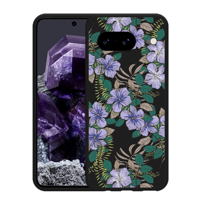 Cazy Hoesje Zwart geschikt voor Google Pixel 8 Purple Flowers