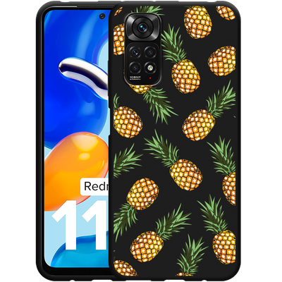 Cazy Hoesje Zwart geschikt voor Xiaomi Redmi Note 11/11S - Ananas
