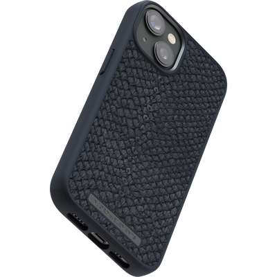 Njord Collections Hoesje geschikt voor iPhone 14 - Zalm Leder - Donkergrijs