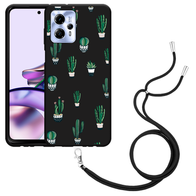 Cazy Hoesje met koord Zwart geschikt voor Motorola Moto G13 4G Green Cactus