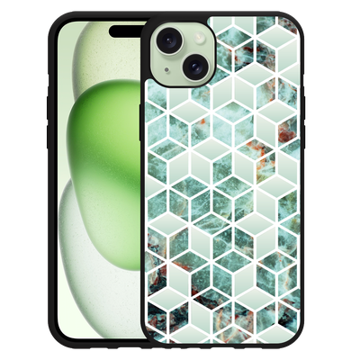 Cazy Hardcase Hoesje geschikt voor iPhone 15 Plus Groen Hexagon Marmer