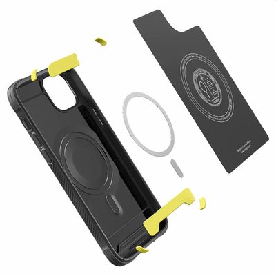 Hoesje geschikt voor iPhone 14 Plus - Spigen Rugged Armor Mag Case Magfit - Zwart