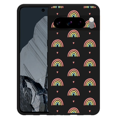 Cazy Hoesje Zwart geschikt voor Google Pixel 8 Pro Regenboog Patroon