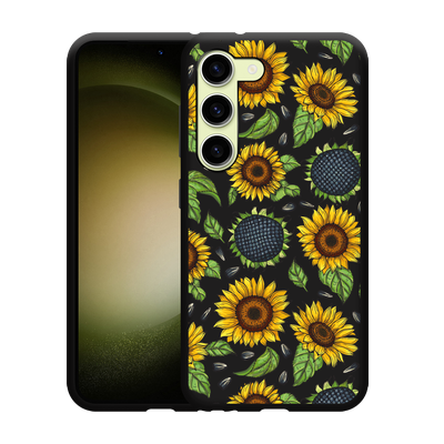 Cazy Hoesje Zwart geschikt voor Samsung Galaxy S23 Sunflowers
