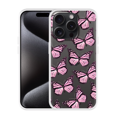 Cazy Hoesje geschikt voor iPhone 15 Pro Max Roze Vlinders