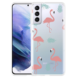 Hoesje geschikt voor Samsung Galaxy S21 Plus - Flamingo Pattern
