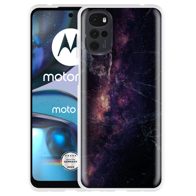 Cazy Hoesje geschikt voor Motorola Moto G22 - Black Space Marble
