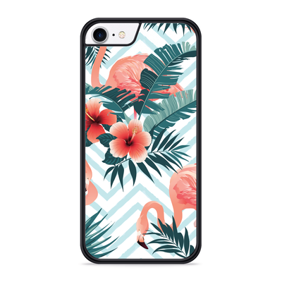 Cazy Hardcase hoesje geschikt voor iPhone 8 - Flamingo Flowers