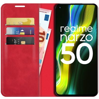 Cazy Wallet Magnetic Hoesje geschikt voor Realme Narzo 50 - Rood