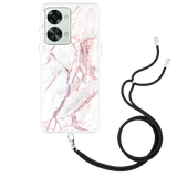 Hoesje met Koord geschikt voor OnePlus Nord 2T - White Pink Marble