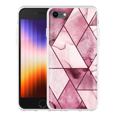 Cazy Hoesje geschikt voor iPhone SE 2022 - Roze Marmer Mix
