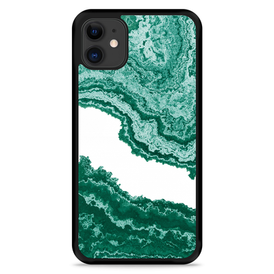 Cazy Hardcase hoesje geschikt voor iPhone 11 - Turquoise Marble Art