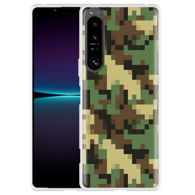 Cazy Hoesje geschikt voor Sony Xperia 1 IV - Pixel Camouflage