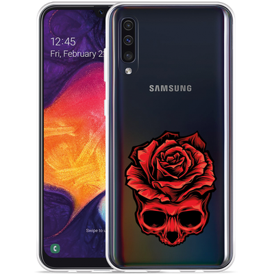 Cazy Hoesje geschikt voor Samsung Galaxy A50 - Red Skull