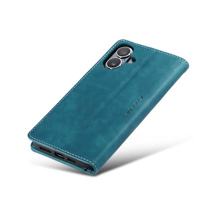 Caseme Hoesje geschikt voor iPhone 16 - Retro Wallet Case - Blauw