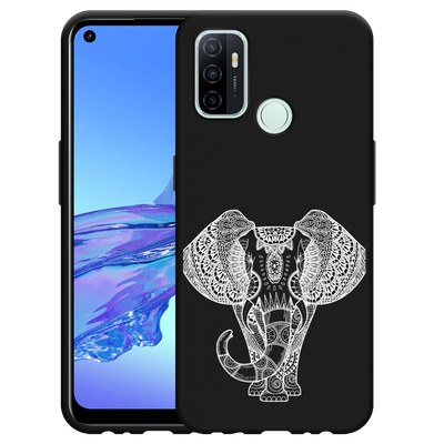 Cazy Hoesje Zwart geschikt voor Oppo A53/A53s - Mandala Elephant