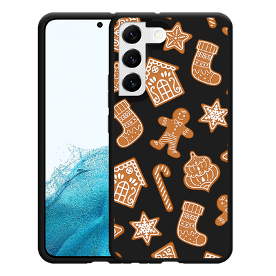 Cazy Hoesje Zwart geschikt voor Samsung Galaxy S22 - Christmas Cookies