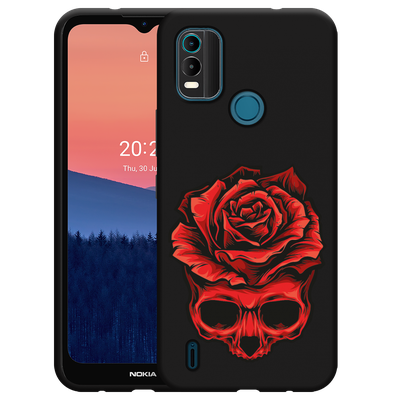 Cazy Hoesje Zwart geschikt voor Nokia C21 Plus - Red Skull