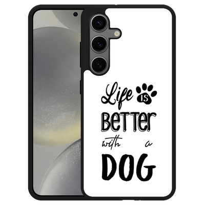 Cazy Hardcase Hoesje geschikt voor Samsung Galaxy S24 Life Is Better With a Dog Zwart