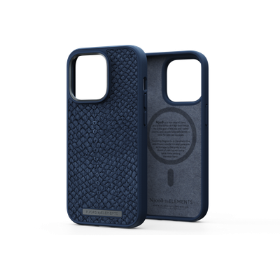 Njord Collections Zalm Leder Case - Hoesje geschikt voor iPhone 14 Pro Max - Blauw