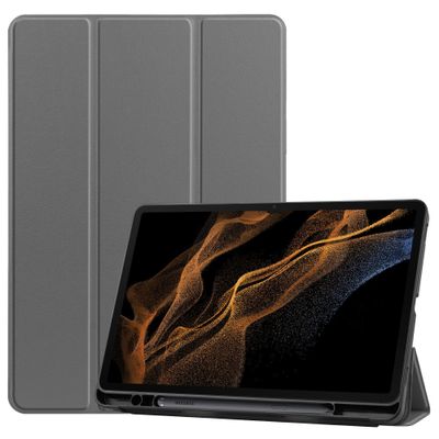Cazy TriFold Hoes met Penhouder geschikt voor Samsung Galaxy Tab S8 Ultra - Grijs
