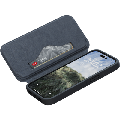 Njord Collections Lederen Hoesje geschikt voor iPhone 14 Pro - Genuine Leather - 2M Valbescherming - Zwart