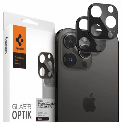 Lens Protector geschikt voor iPhone 14 Pro / 14 Pro Max / iPhone 15 / 15 Pro Max - Spigen Cameralens Tempered Glass 2x Zwart