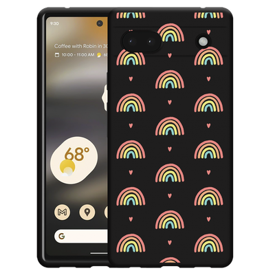 Cazy Hoesje Zwart geschikt voor Google Pixel 6a - Regenboog Patroon